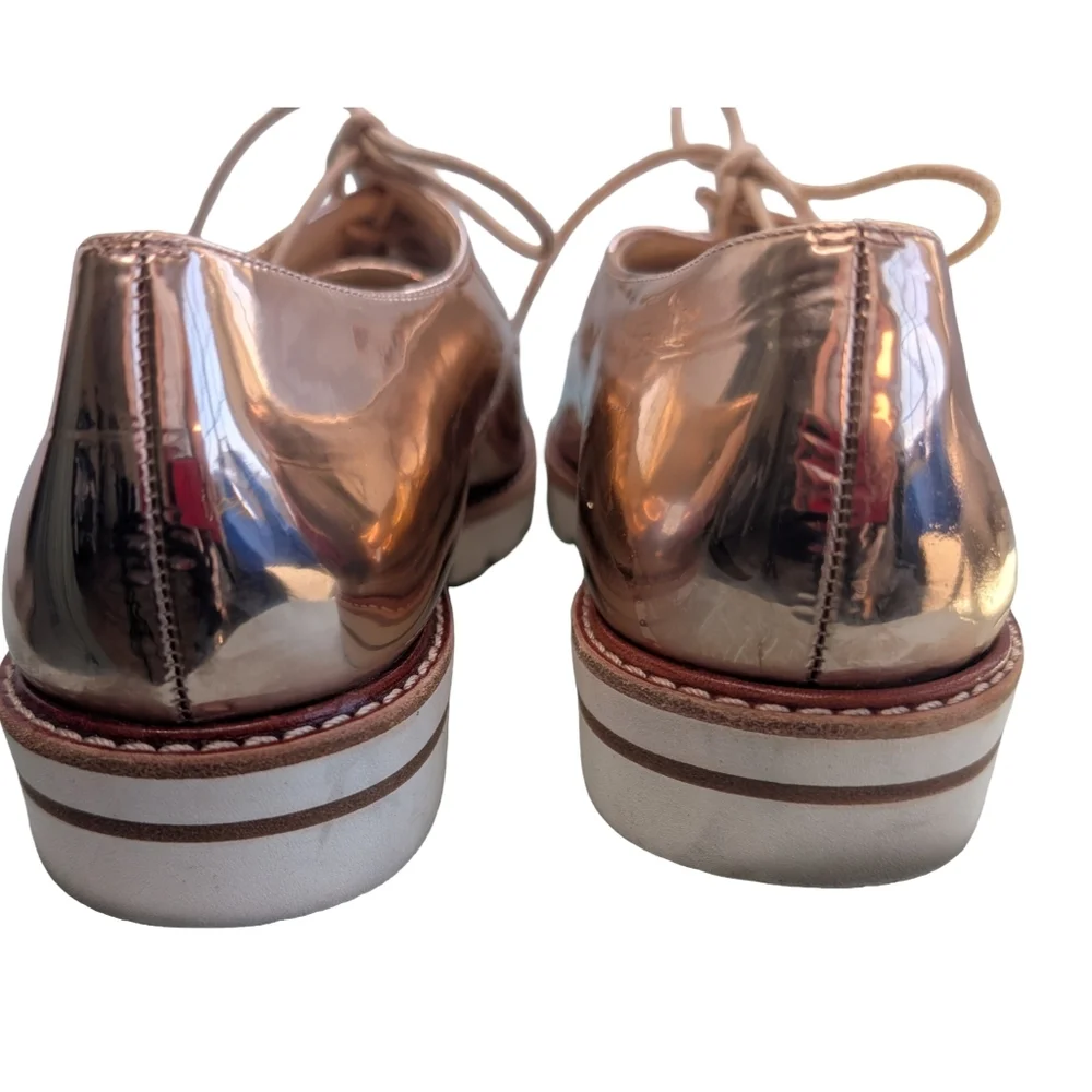 Stuart Weitzman Metro Metallic Oxford Platform Shoe 8.5